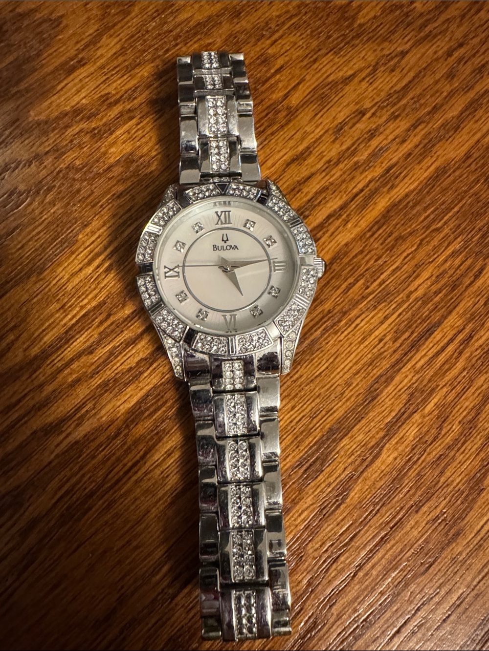 Bulova Silver Crystal-Accent Women's Bracelet Watch